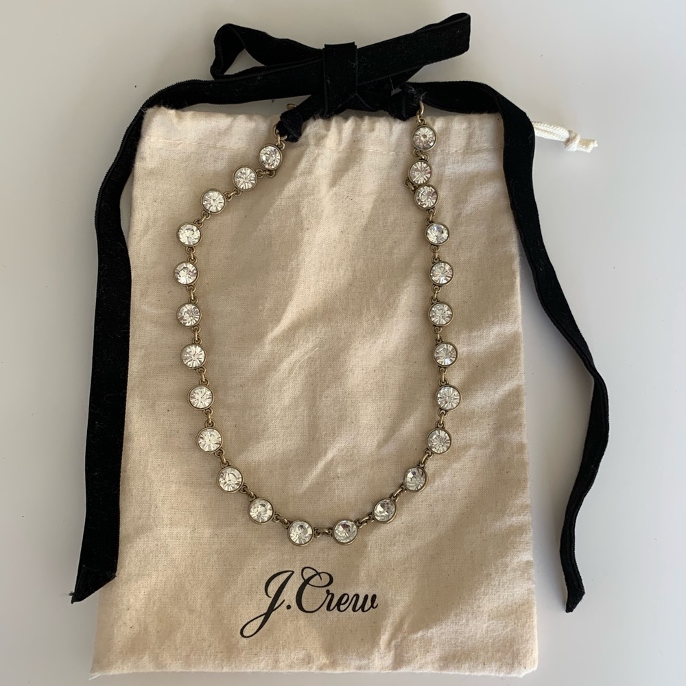 J. Crew Clear Crystal and Silver-Tone Necklace